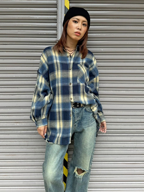 BIGシルエットチェックシャツ